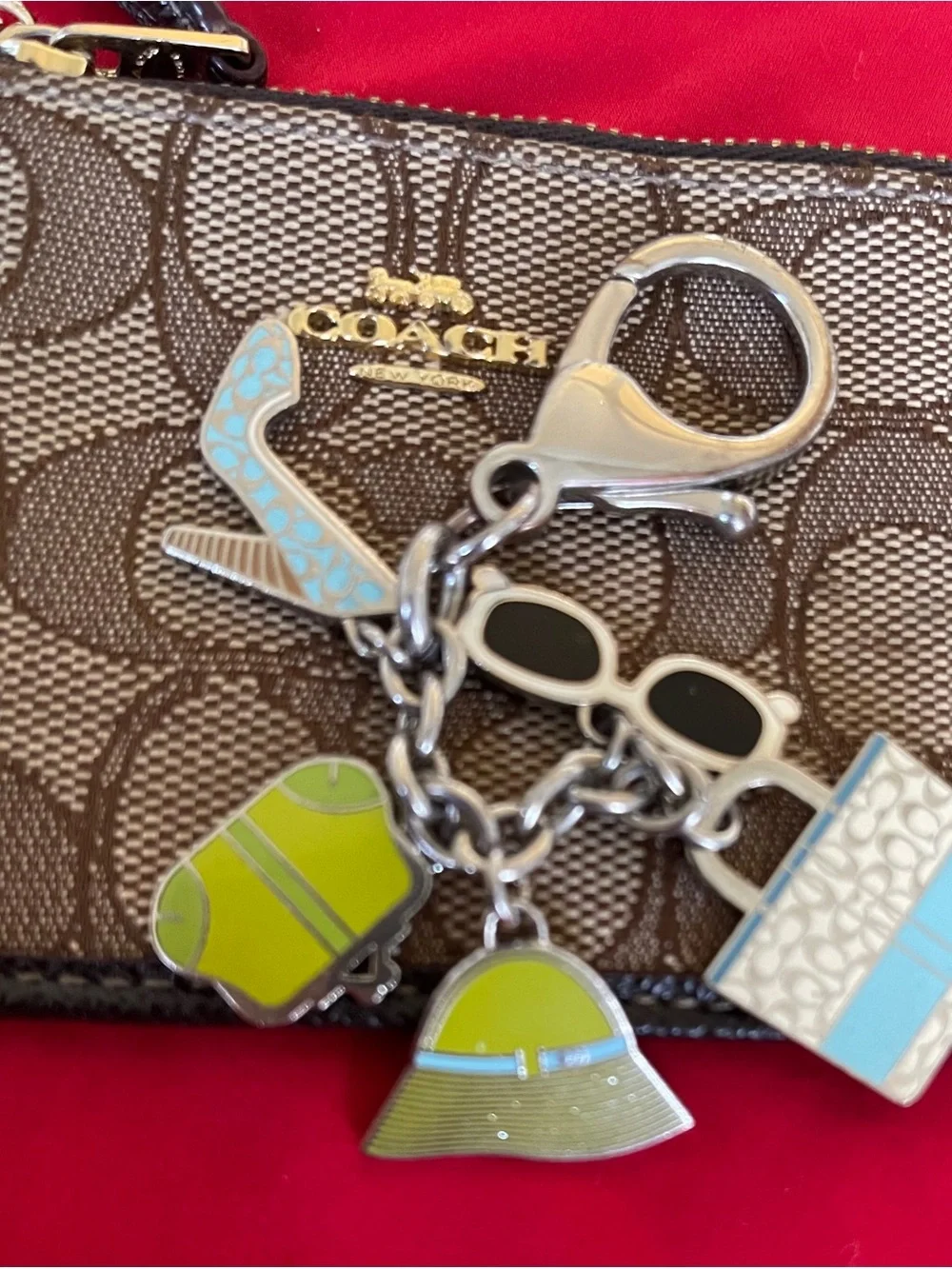 Vintage Coach Enamel Charm Keychain travel themed